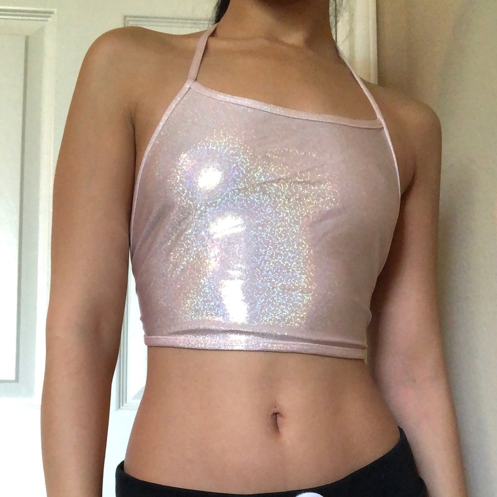 Baby Pink Holographic Halter